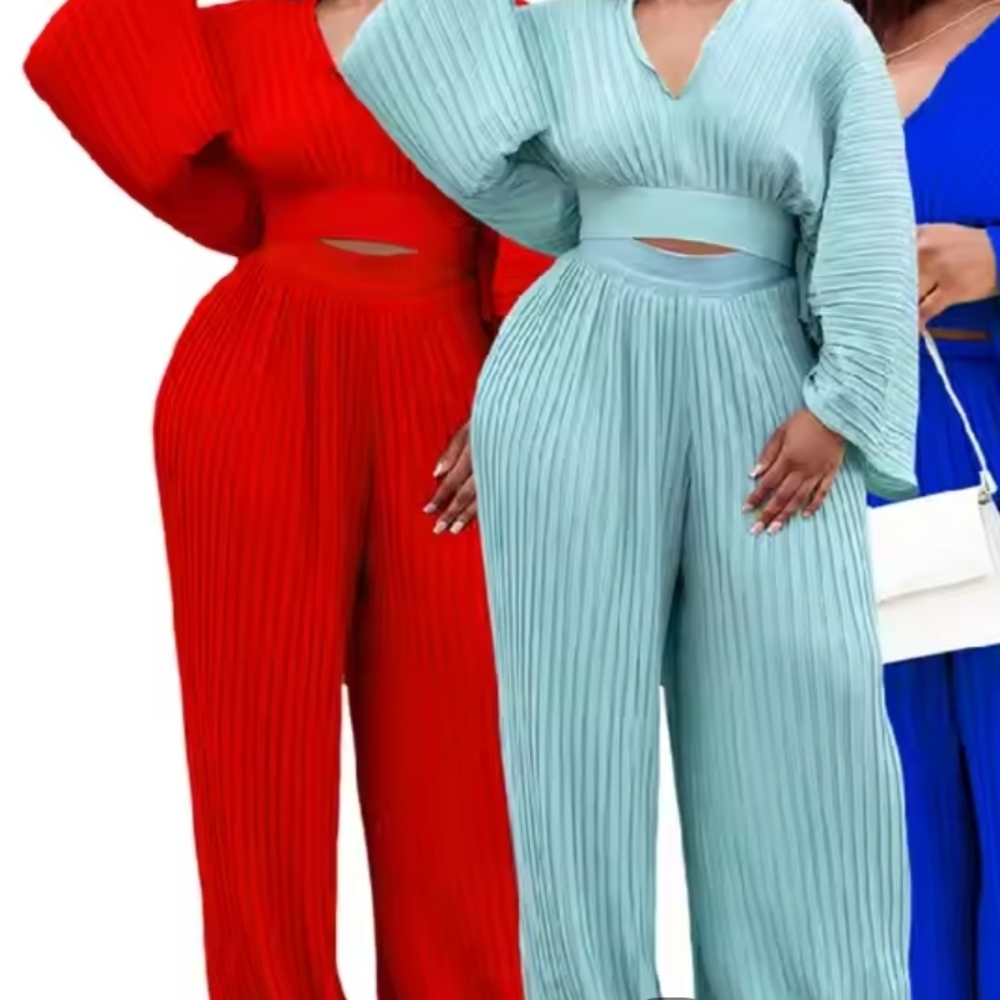 Elegant Red and Blue Jumpsuit